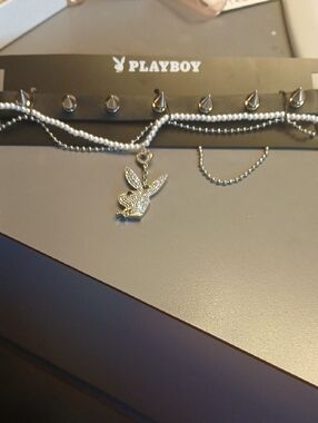 PLAYBOY Silver Crystal Bunny Pendant Necklace